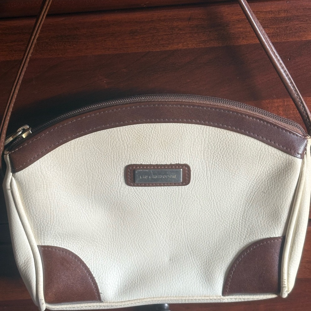 Liz Claiborne White / Brown Shoulder Bag
